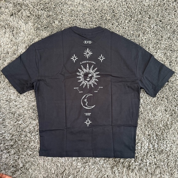 ASOS Design Oversized T-Shirt in Black with Celestial Spine Print, Size XS​​​​​ - Picture 3 of 5